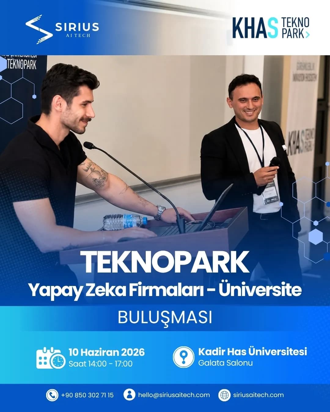 Instagram post by @siriusaitech: a design titled “Technopark AI Companies – University Meetup”